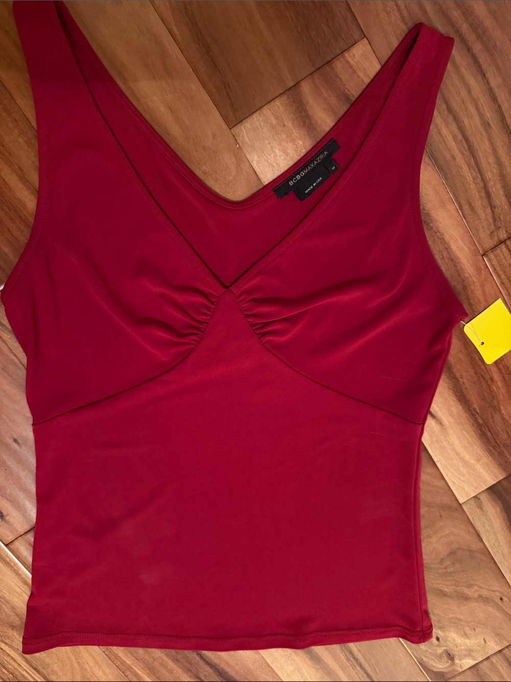 BCBGMaxAzria Deep Red V-Neck Sleeveless Tank